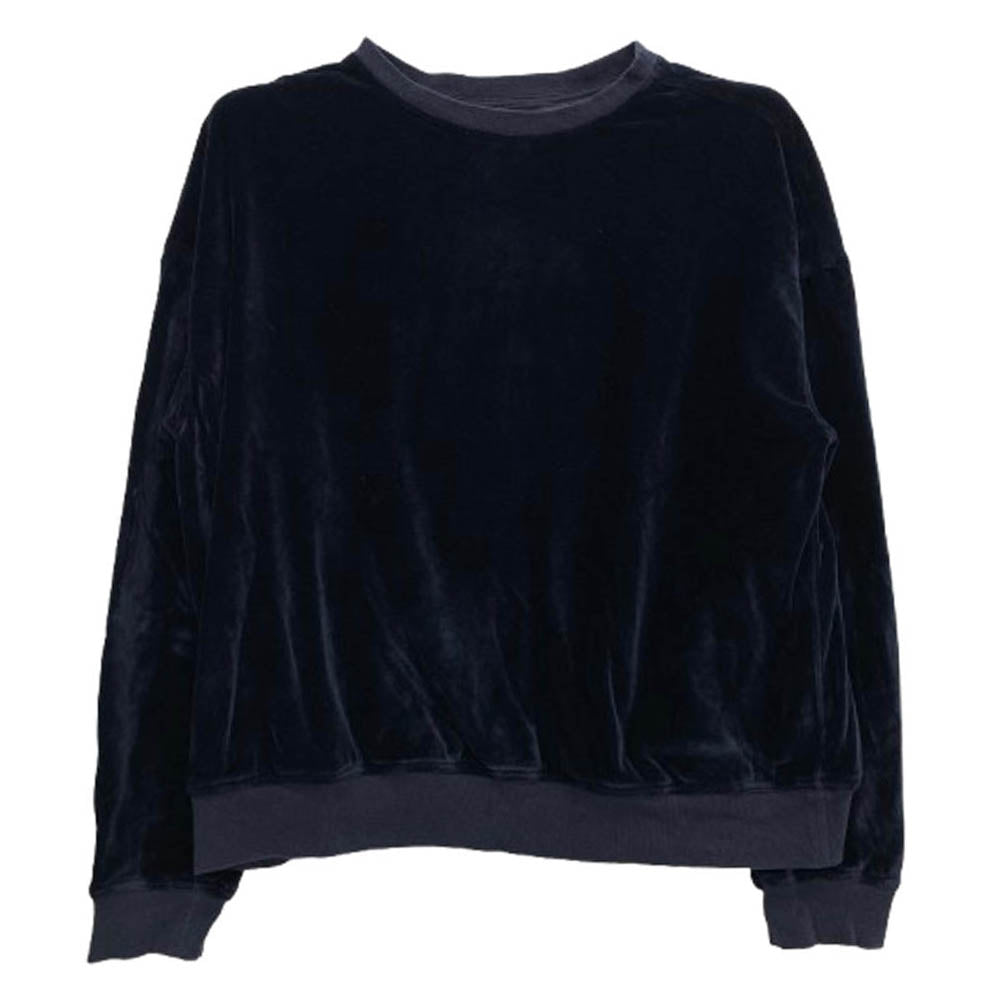 UNUSED アンユーズド US0997 velour crew neck shirts ベロア クルーネック スウェット トレーナー ネイビー系 2【中古】
