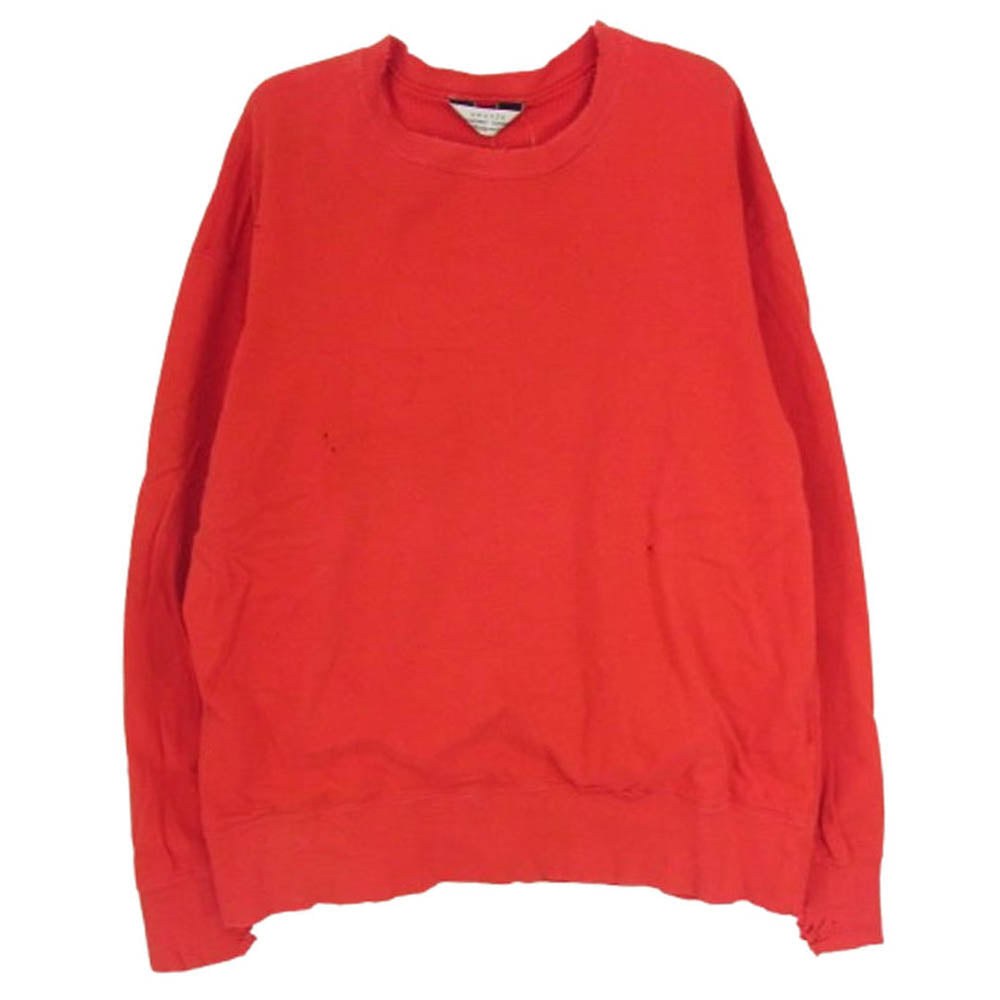 UNUSED アンユーズド US0759 Dameged Sweat クルーネック ダメージ加工 スウェット レッド系 2【中古】
