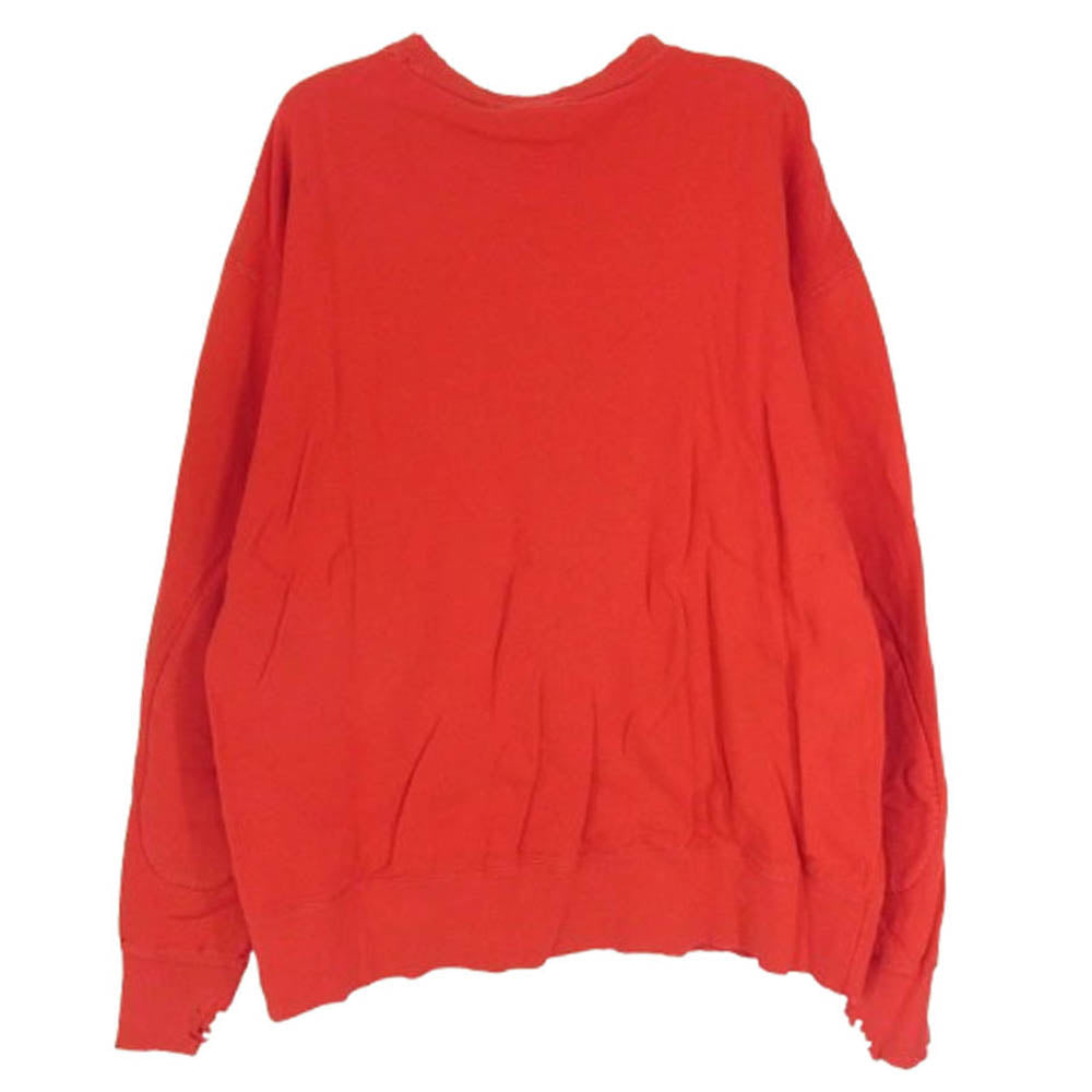 UNUSED アンユーズド US0759 Dameged Sweat クルーネック ダメージ加工 スウェット レッド系 2【中古】