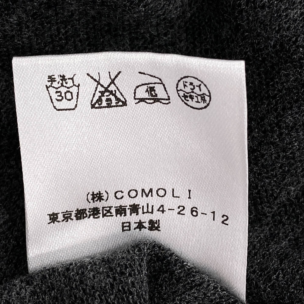 COMOLI コモリ 15SS 15S-05002 裏毛長袖 クルーネック カットソー Tシャツ グレー系 3【中古】