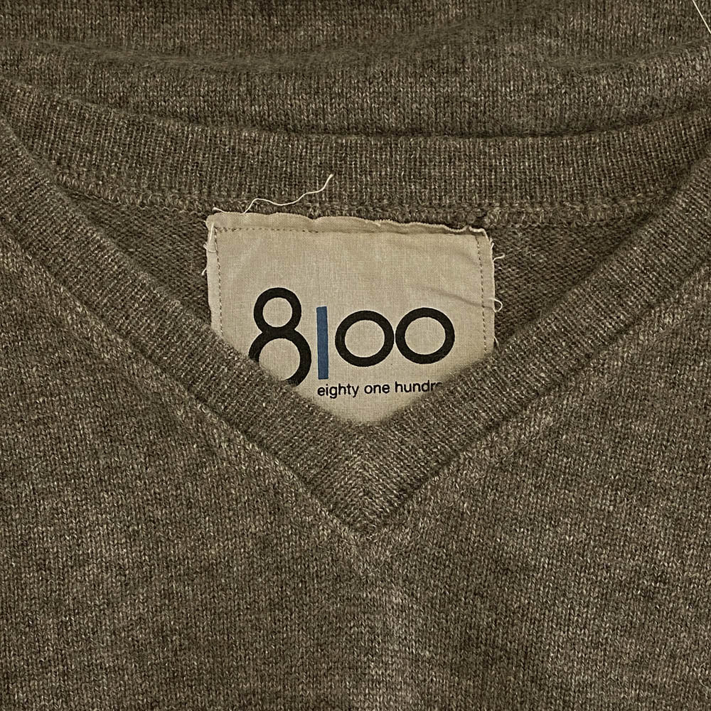 エイトワンハンドレッド カシミヤ Vネック ニット プルオーバー グレー系 M【中古】