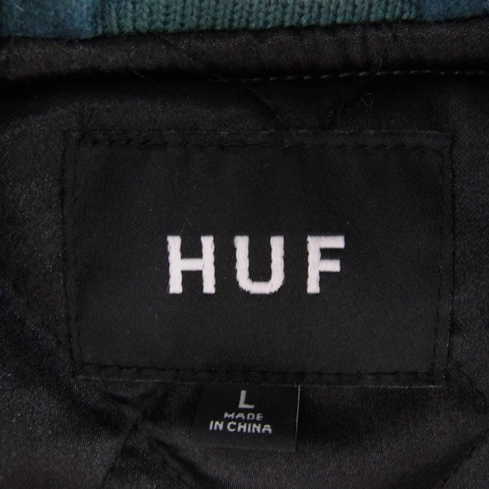 HUF ハフ HARRISON VARSITY JACKET バーシティ スタジアム ジャケット スタジャン グリーン系 L【中古】