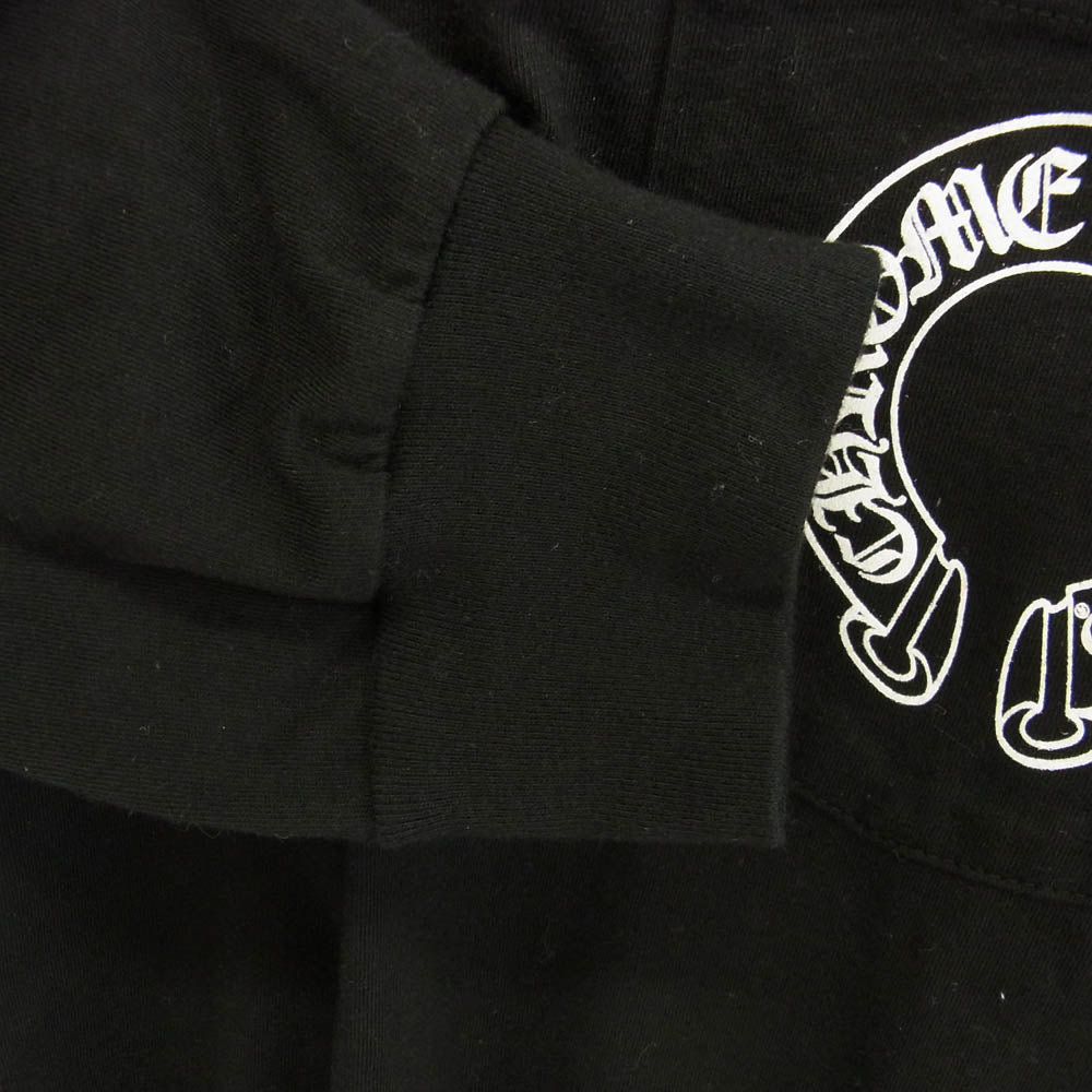 CHROME HEARTS クロムハーツ（原本無） レシート付属 FLRL CRS HORSESHOE L/S バックホースシュー 袖フローラルクロス袖プリント 長袖Tシャツ ブラック系 M【中古】