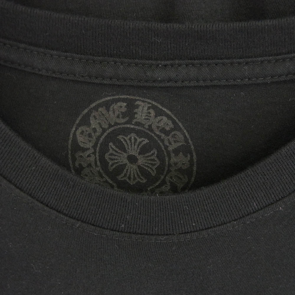 CHROME HEARTS クロムハーツ（原本無） Paris Limited Floral Cross 18 Avenue Long Sleeve Tee  パリ限定 18アヴェニュー フローラルクロス袖プリント ポケット付き 長袖Tシャツ ブラック系 M【中古】