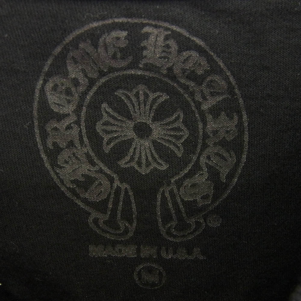 CHROME HEARTS クロムハーツ（原本無） Paris Limited Floral Cross 18 Avenue Long Sleeve Tee  パリ限定 18アヴェニュー フローラルクロス袖プリント ポケット付き 長袖Tシャツ ブラック系 M【中古】