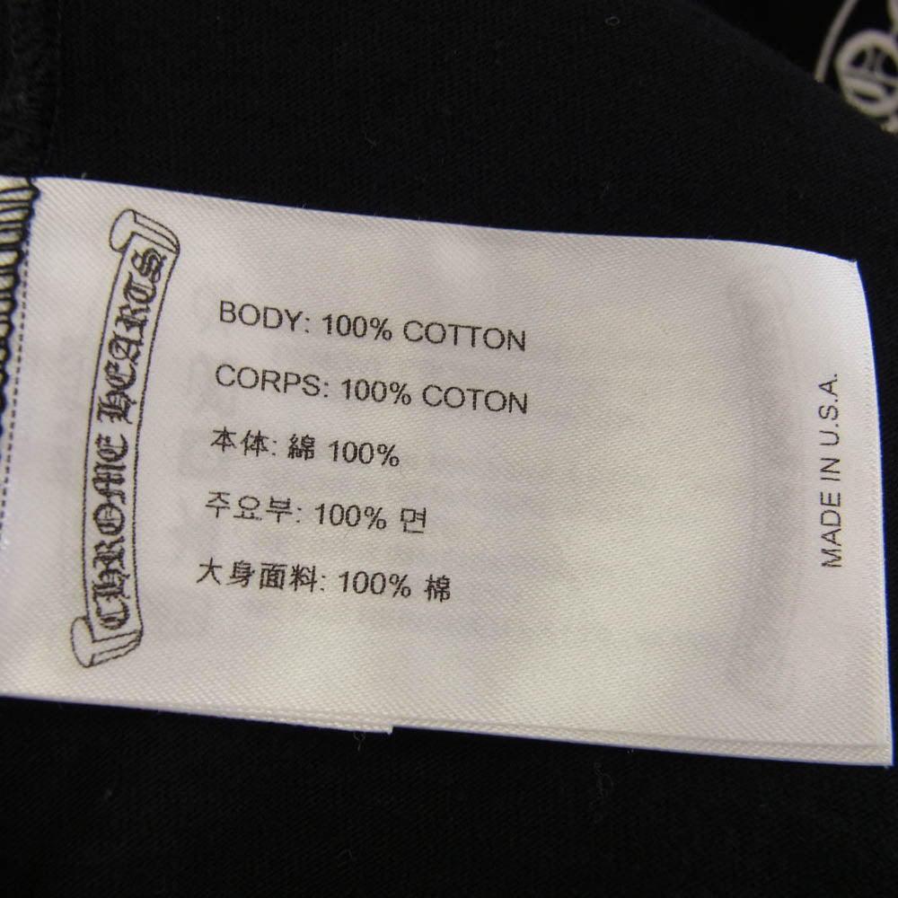 CHROME HEARTS クロムハーツ（原本無） Paris Limited Floral Cross 18 Avenue Long Sleeve Tee  パリ限定 18アヴェニュー フローラルクロス袖プリント ポケット付き 長袖Tシャツ ブラック系 M【中古】