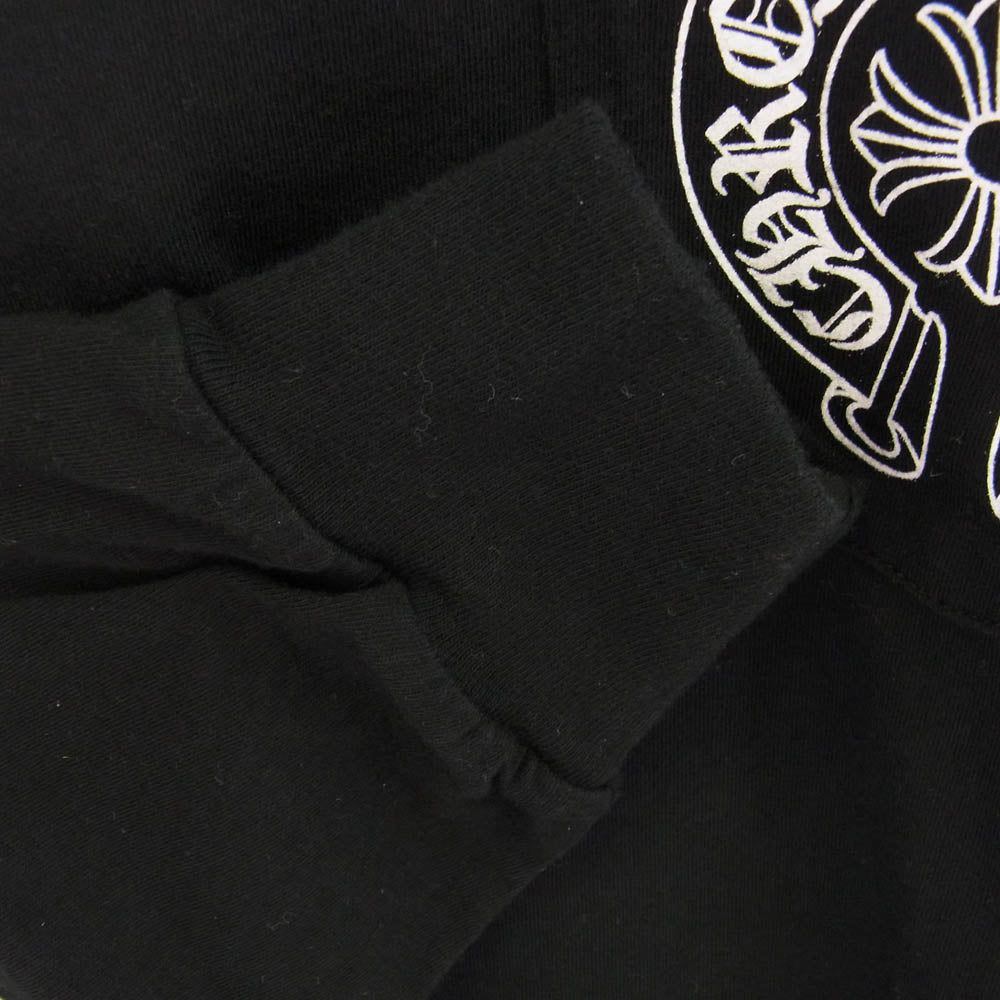 CHROME HEARTS クロムハーツ（原本無） Paris Limited Floral Cross 18 Avenue Long Sleeve Tee  パリ限定 18アヴェニュー フローラルクロス袖プリント ポケット付き 長袖Tシャツ ブラック系 M【中古】