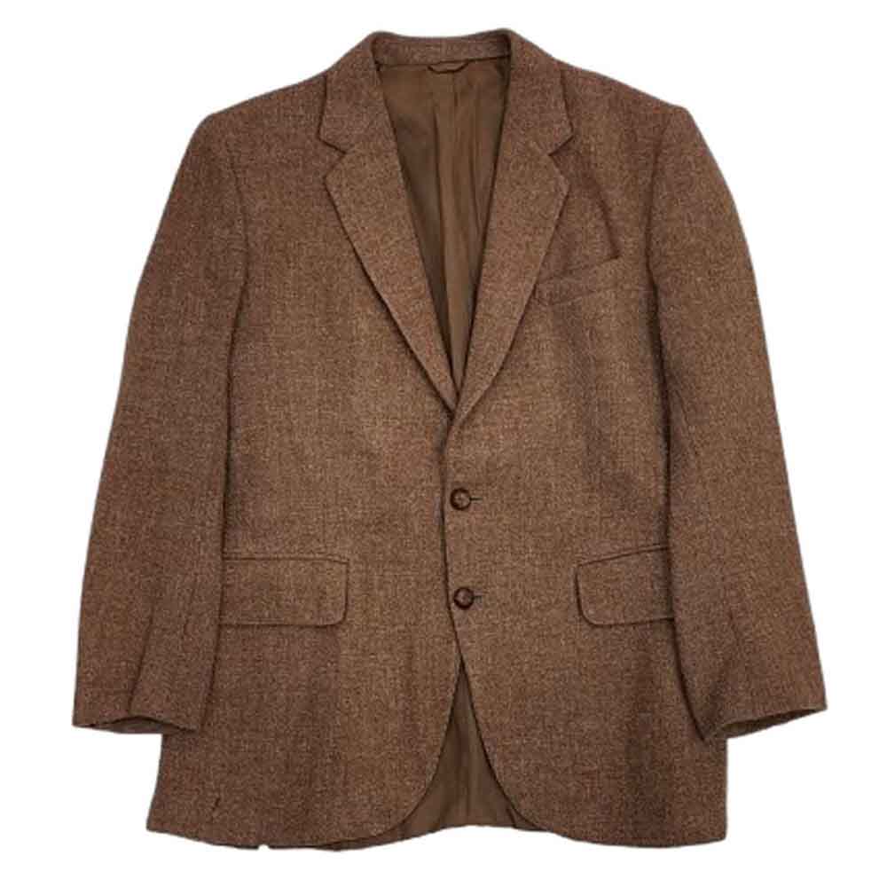 ヴィンテージ 英国製 MURRAY BROTHERS Harris Tweed ハリスツイード くるみボタン テーラード ジャケット オレンジよりのブラウン系 サイズ不明【中古】