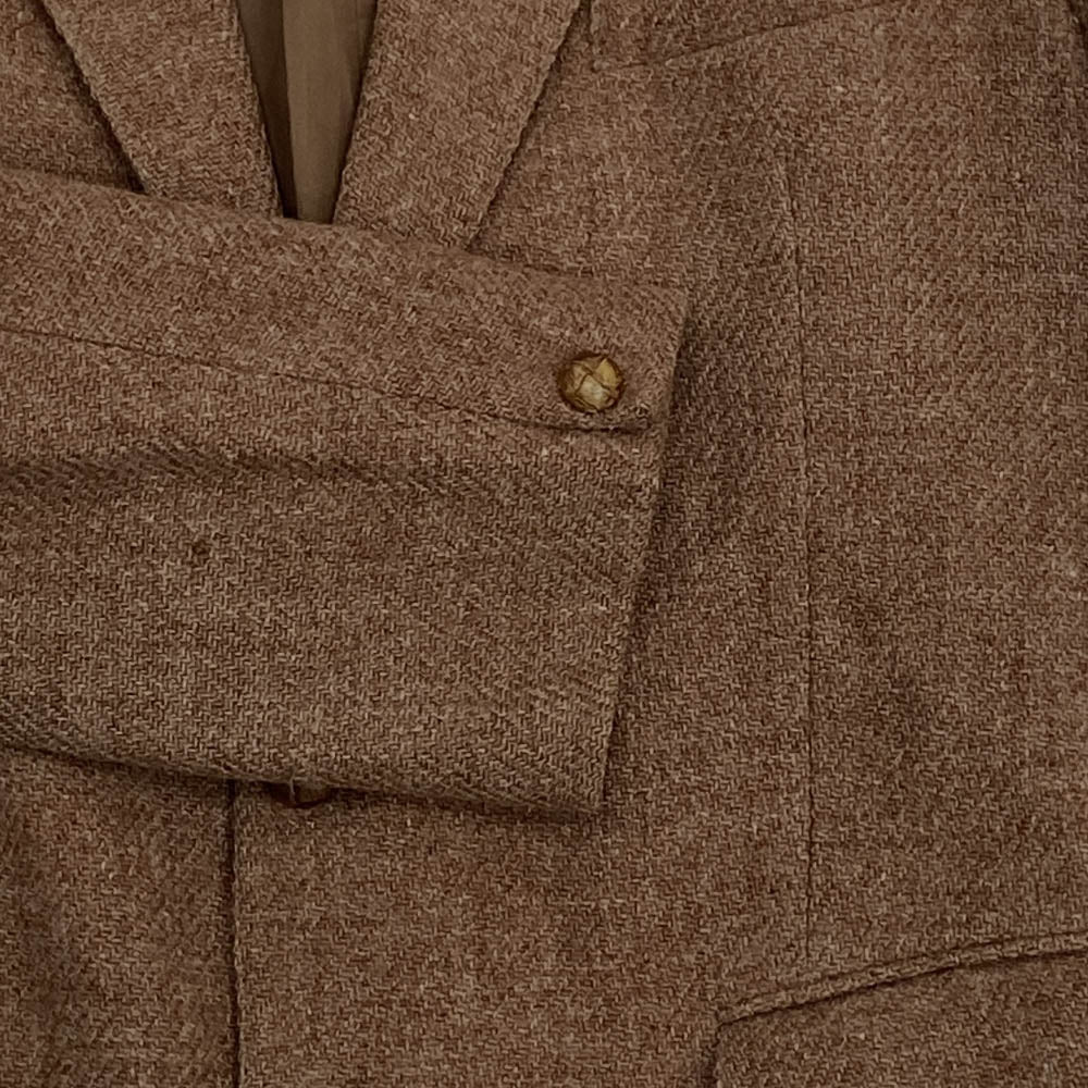 ヴィンテージ 英国製 MURRAY BROTHERS Harris Tweed ハリスツイード くるみボタン テーラード ジャケット オレンジよりのブラウン系 サイズ不明【中古】