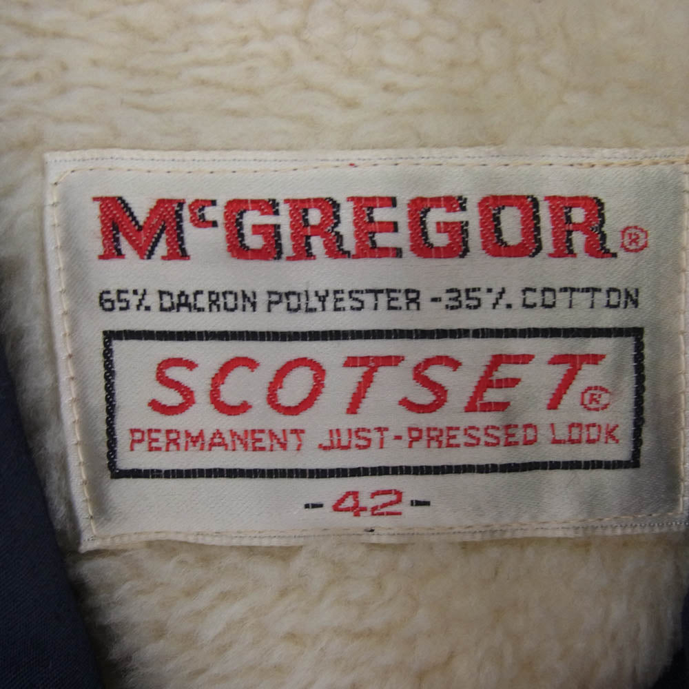 ヴィンテージ 60s 70s McGREGOR マクレガー SCOTSETタグ TALONジップ ワーク ブルゾン ジャケット ネイビー系 42【中古】