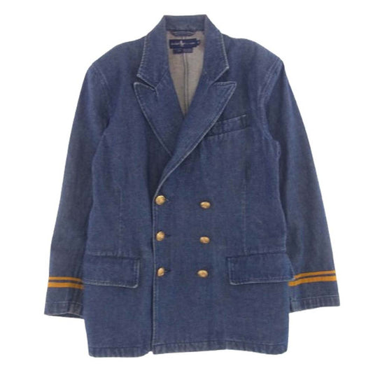 RALPH LAUREN ラルフローレン 90s 金ボタン ダブル デニム ジャケット インディゴブルー系 M【中古】