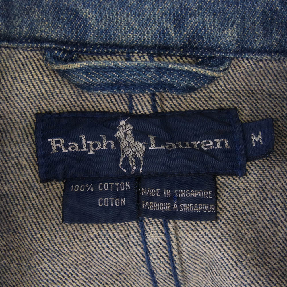 RALPH LAUREN ラルフローレン 90s 金ボタン ダブル デニム ジャケット インディゴブルー系 M【中古】