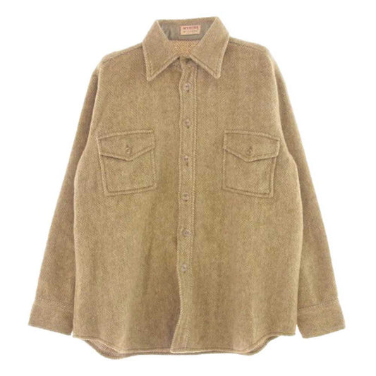 ヴィンテージ 60s USA製 ウール ヘリンボーン シャツ グリーン系 L【中古】