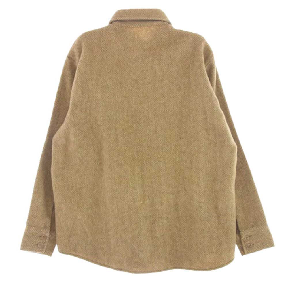 ヴィンテージ 60s USA製 ウール ヘリンボーン シャツ グリーン系 L【中古】