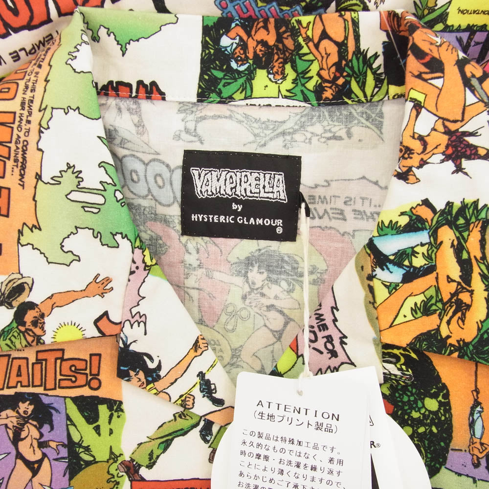 HYSTERIC GLAMOUR ヒステリックグラマー 02251AH17 VAMPIRELLA THE DREADCOBRA バンピレラ  総柄 半袖 シャツ マルチカラー系 L【新古品】【未使用】【中古】