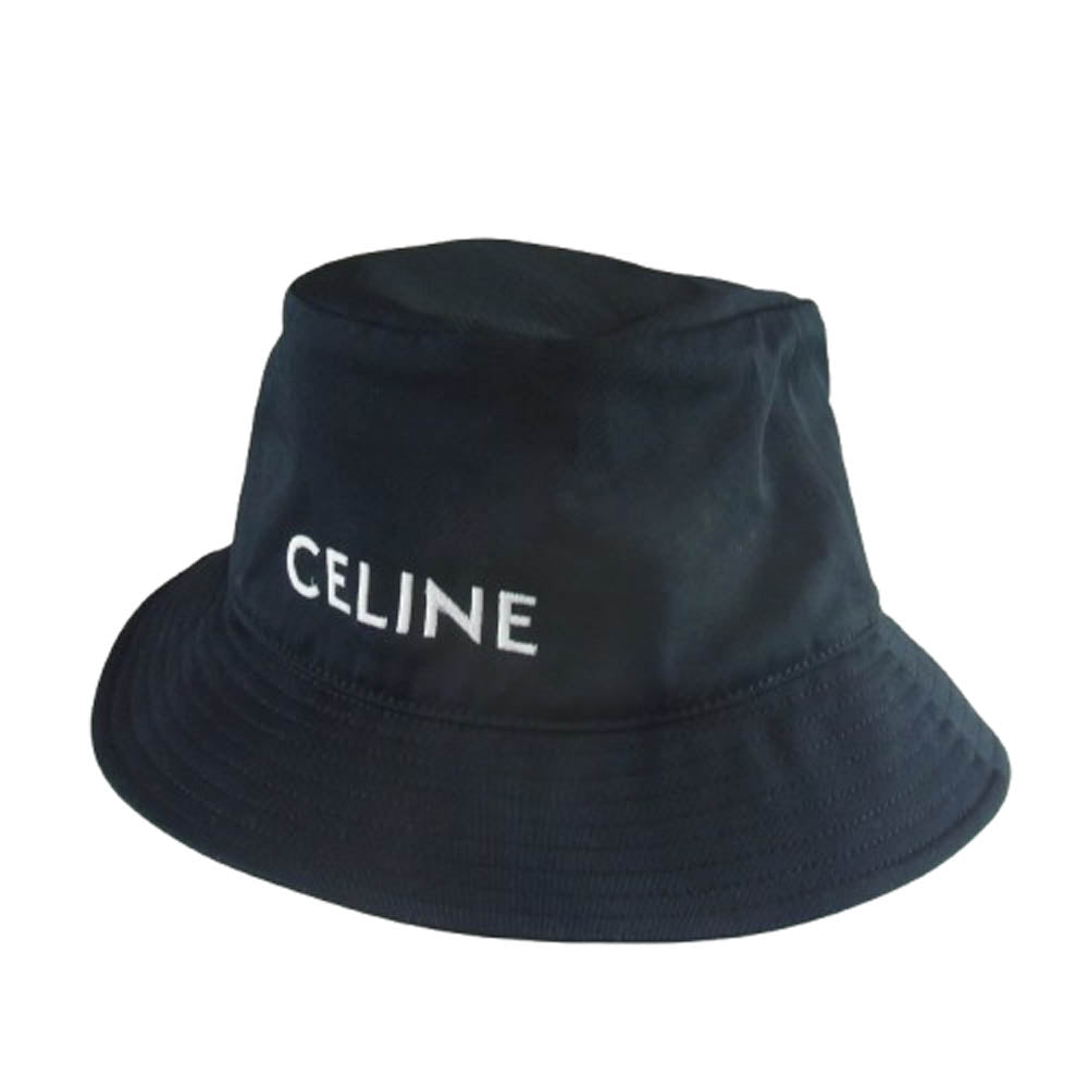 CELINE セリーヌ 2AUO4968P Hedi Slimane LOGO BUCKET HAT エディスリマン ロゴ バケットハット ブラック系 M【極上美品】【中古】