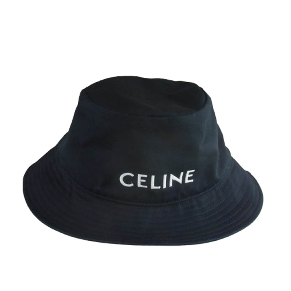 CELINE セリーヌ 2AUO4968P Hedi Slimane LOGO BUCKET HAT エディスリマン ロゴ バケットハット ブラック系 M【極上美品】【中古】