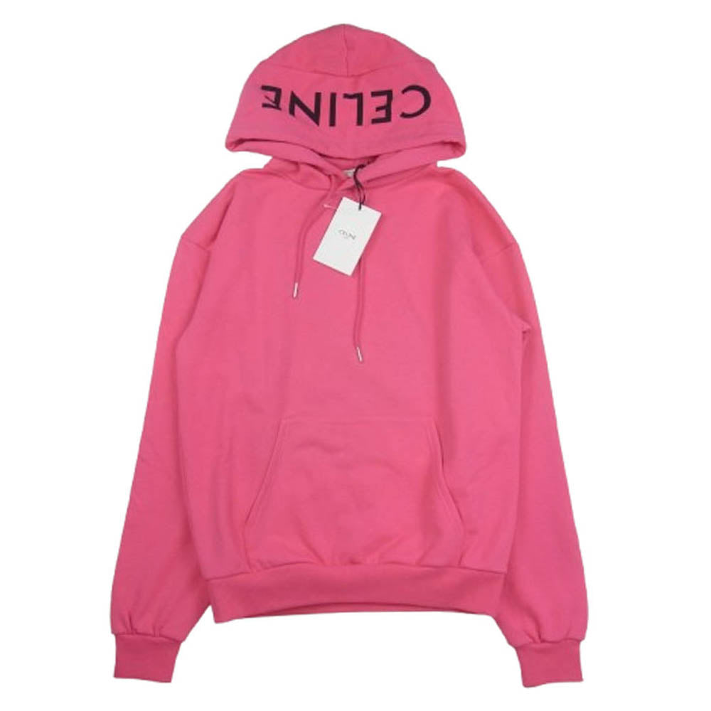 CELINE セリーヌ 21SS 2Y499052H LOOSE HOODIE WHIT HOOD LOGO ルーズフィット フーディー ロゴ プルオーバー パーカー ピンク系 XS【極上美品】【中古】