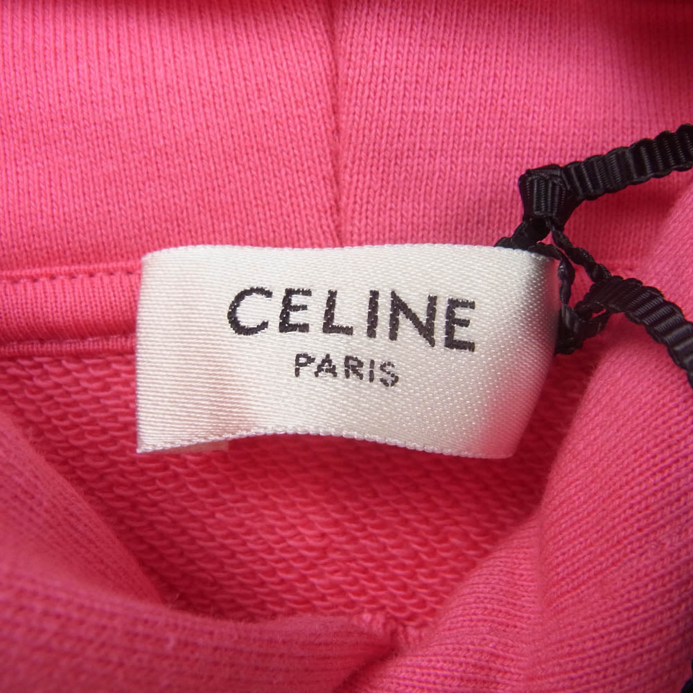 CELINE セリーヌ 21SS 2Y499052H LOOSE HOODIE WHIT HOOD LOGO ルーズフィット フーディー ロゴ プルオーバー パーカー ピンク系 XS【極上美品】【中古】