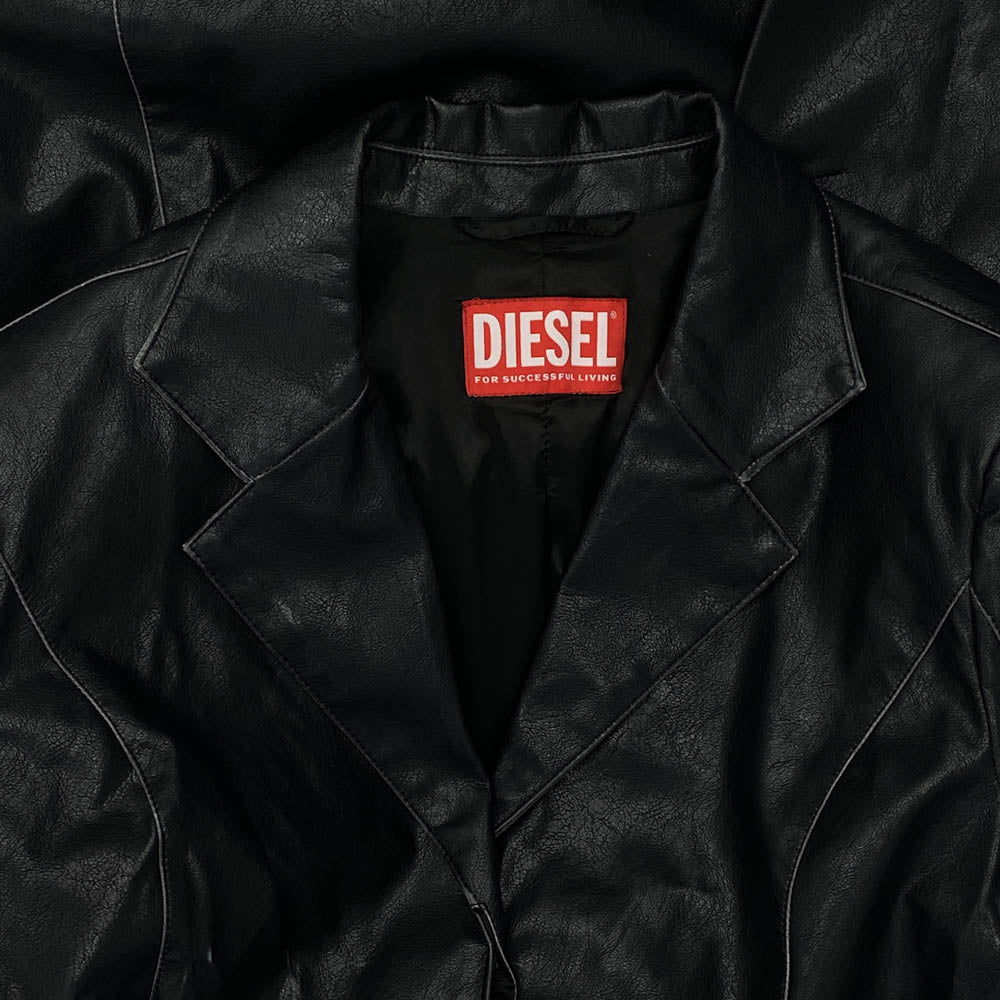 DIESEL ディーゼル G-FILAR レザー トレンチ コート ブラック系 44【中古】