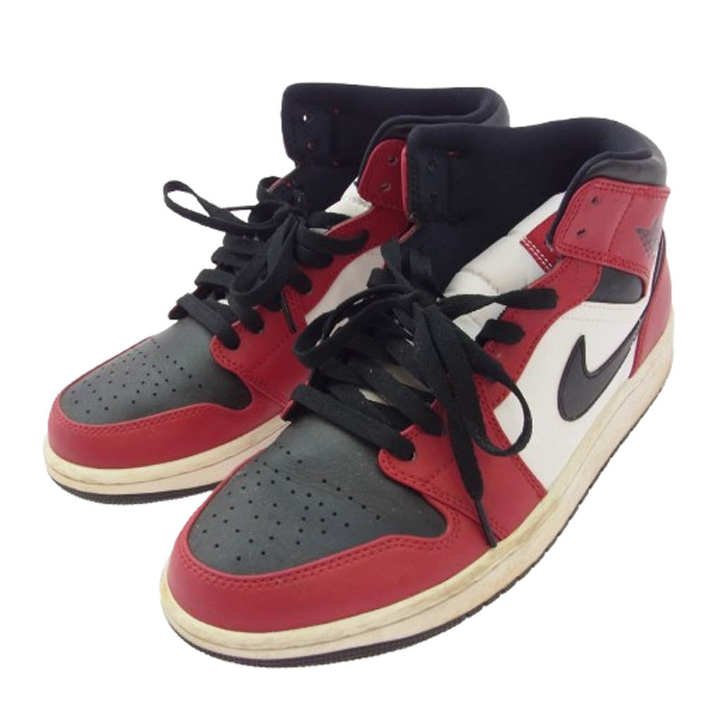 NIKE ナイキ 554724-069 AIR JORDAN 1 MID CHICAGO BLACK TOE エアジョーダン1 ミッド "シカゴ ブラック トゥ スニーカー レッド系 27.5cm【中古】