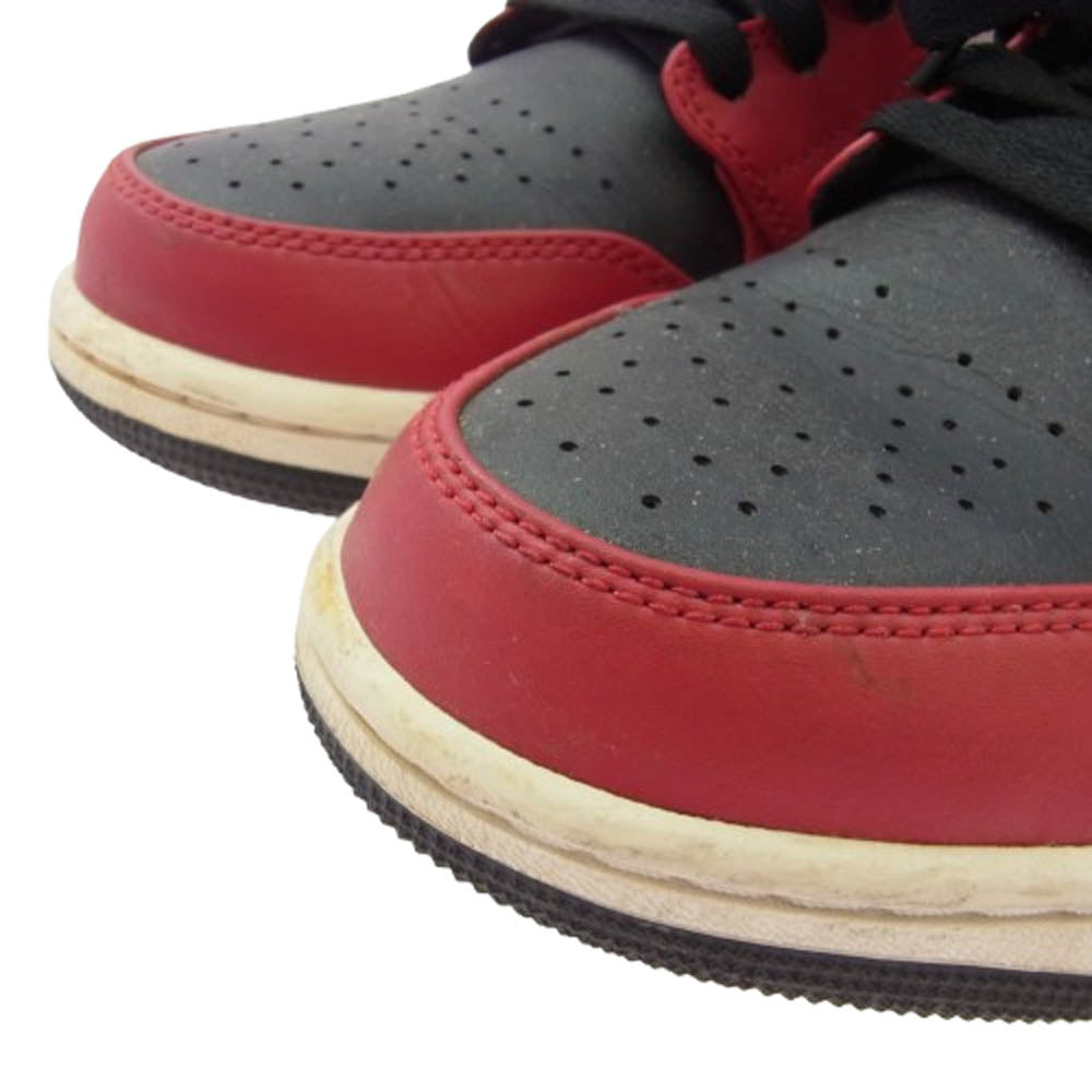 NIKE ナイキ 554724-069 AIR JORDAN 1 MID CHICAGO BLACK TOE エアジョーダン1 ミッド "シカゴ ブラック トゥ スニーカー レッド系 27.5cm【中古】