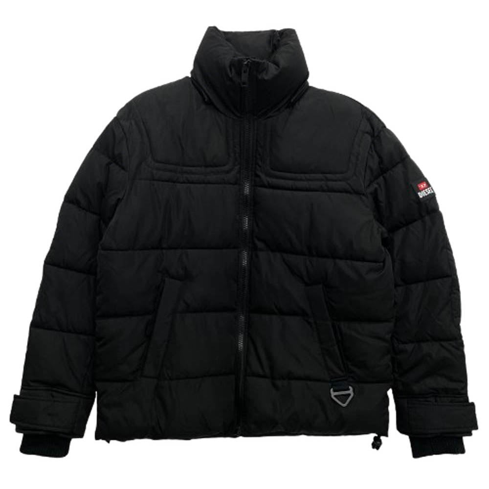 DIESEL ディーゼル W-RUSS-NEW スタンドカラー ナイロン 中綿 ジャケット ブラック系 S【中古】