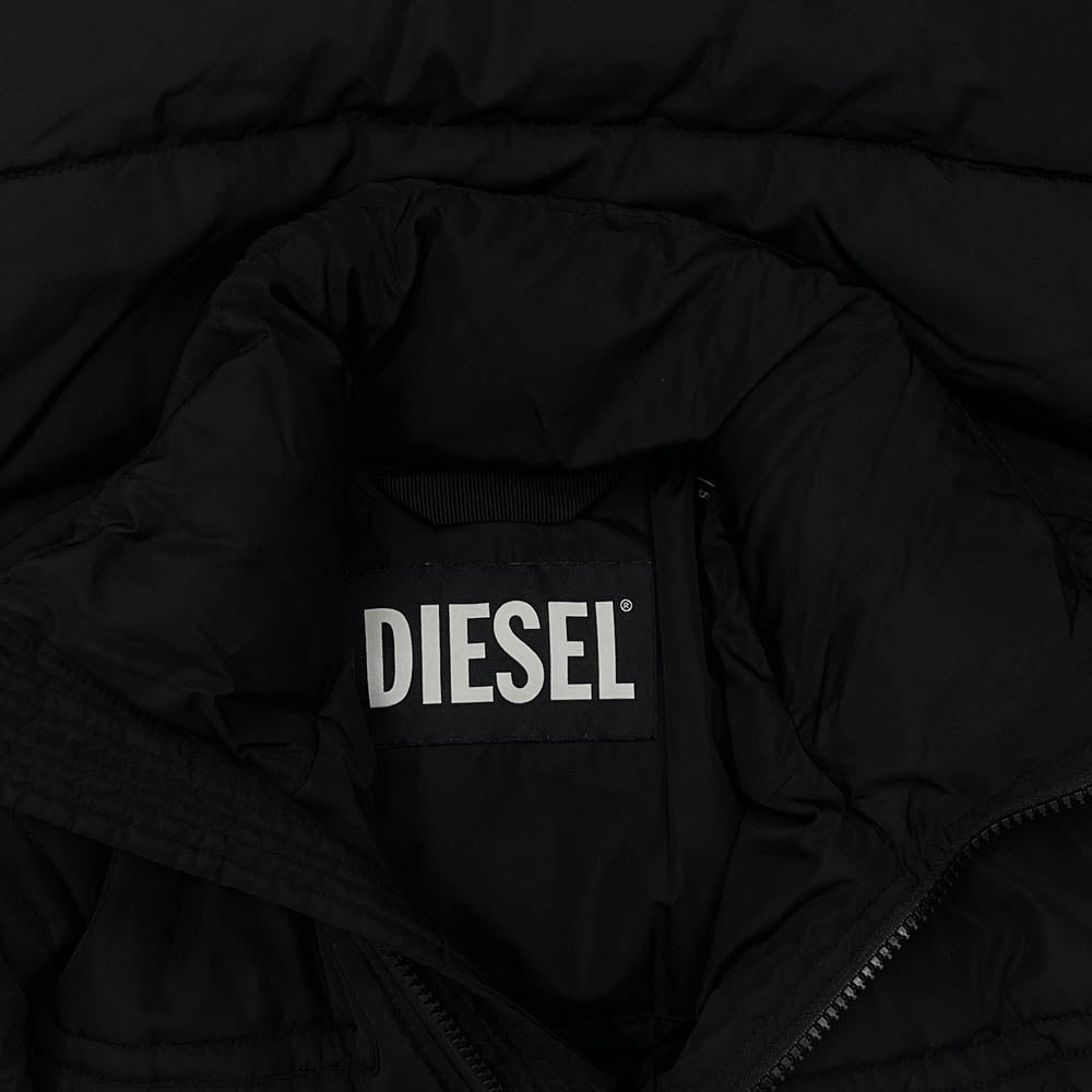 DIESEL ディーゼル W-RUSS-NEW スタンドカラー ナイロン 中綿 ジャケット ブラック系 S【中古】
