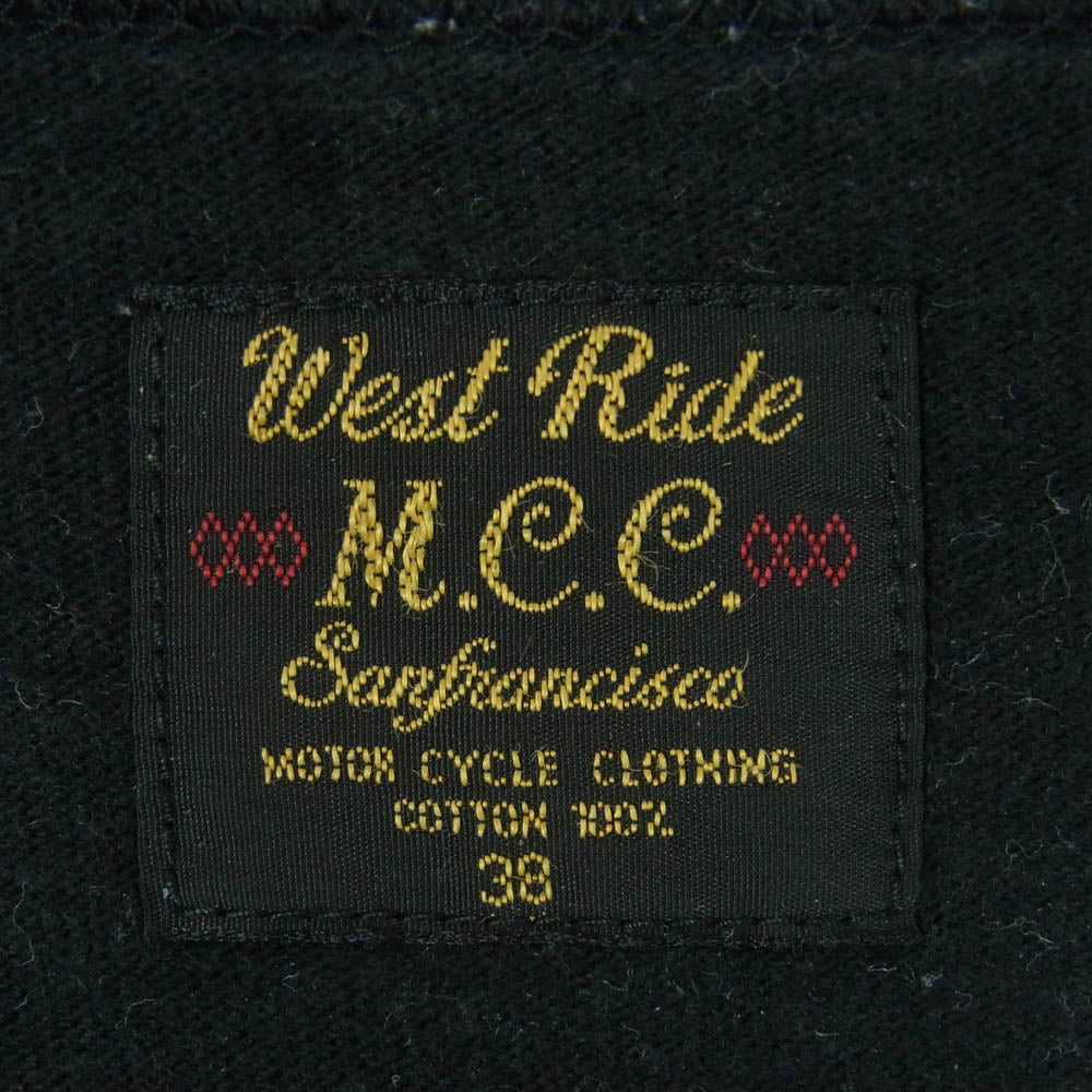 WESTRIDE ウエストライド バックプリント 半袖 Tシャツ コットン 日本製 ブラック系 38【中古】