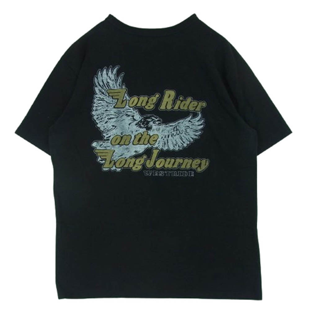 WESTRIDE ウエストライド バックプリント 半袖 Tシャツ コットン 日本製 ブラック系 40【中古】