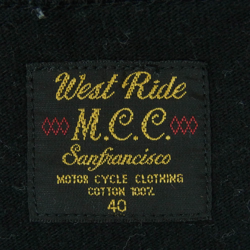 WESTRIDE ウエストライド バックプリント 半袖 Tシャツ コットン 日本製 ブラック系 40【中古】