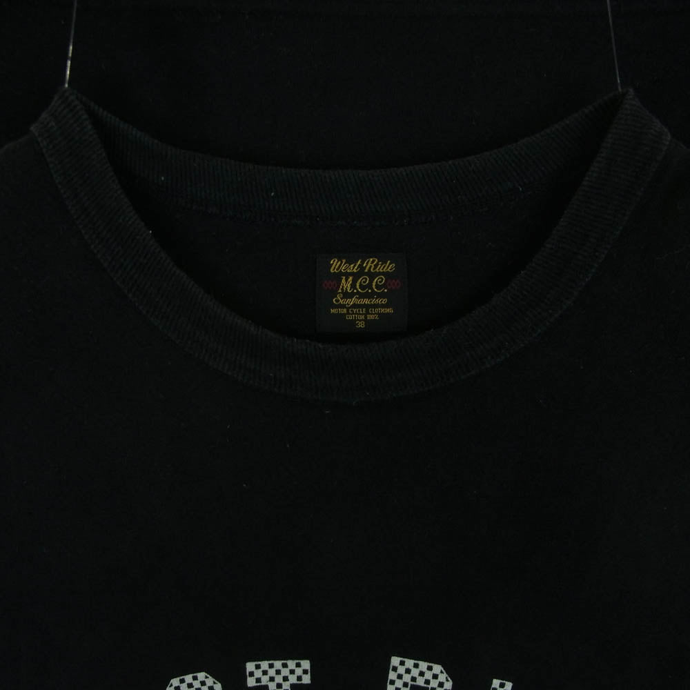 WESTRIDE ウエストライド プリント 半袖 Tシャツ コットン 日本製 ブラック系 38【中古】
