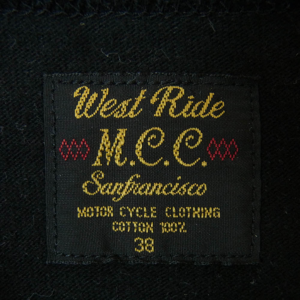 WESTRIDE ウエストライド プリント 半袖 Tシャツ コットン 日本製 ブラック系 38【中古】