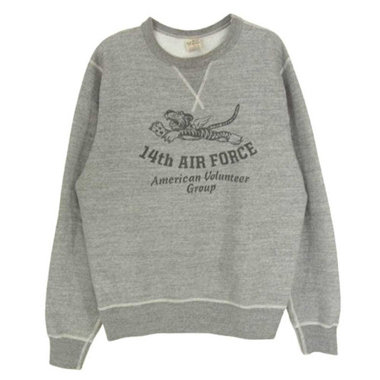 Buzz Rickson's バズリクソンズ フライングタイガー プリント 前V クルー スウェット グレー系 L【中古】