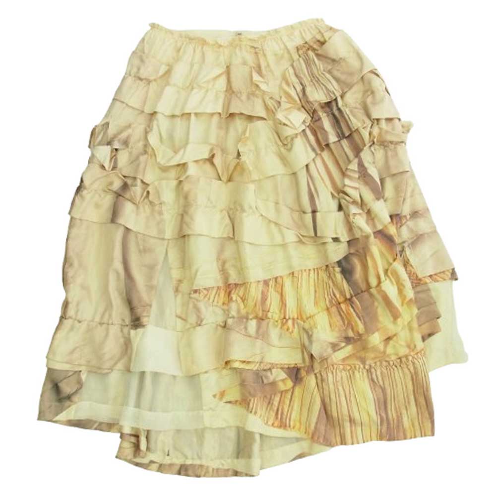 COMME des GARCONS コムデギャルソン 本ライン 05AW ブロークンブライド期 GP-S025 AD2005 トロンプルイユ フリル スカート ベージュ系 M【中古】