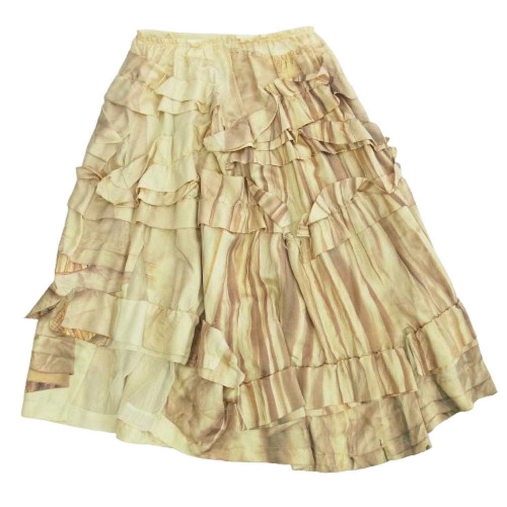 COMME des GARCONS コムデギャルソン 本ライン 05AW ブロークンブライド期 GP-S025 AD2005 トロンプルイユ フリル スカート ベージュ系 M【中古】
