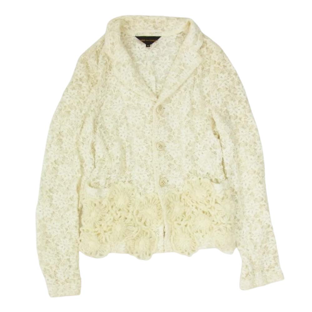 COMME des GARCONS コムデギャルソン AD2011 GI-J034 フラワー刺繍 総レース テーラードジャケット オフホワイト系 M【中古】