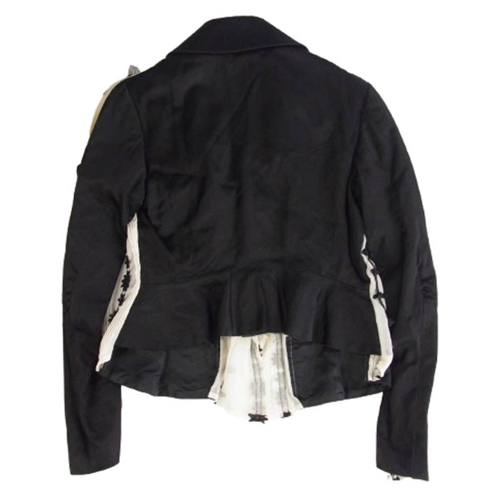 COMME des GARCONS コムデギャルソン 本ライン GP-J038 AD2005 丸襟 シアー切替 フリル ドッキング ジャケット ボレロ ブラック系 ブラウン系 M【中古】