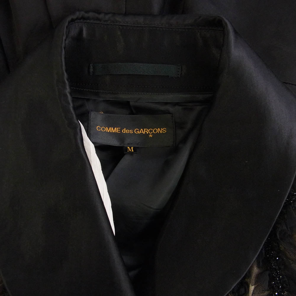 COMME des GARCONS コムデギャルソン 本ライン GP-J038 AD2005 丸襟 シアー切替 フリル ドッキング ジャケット ボレロ ブラック系 ブラウン系 M【中古】