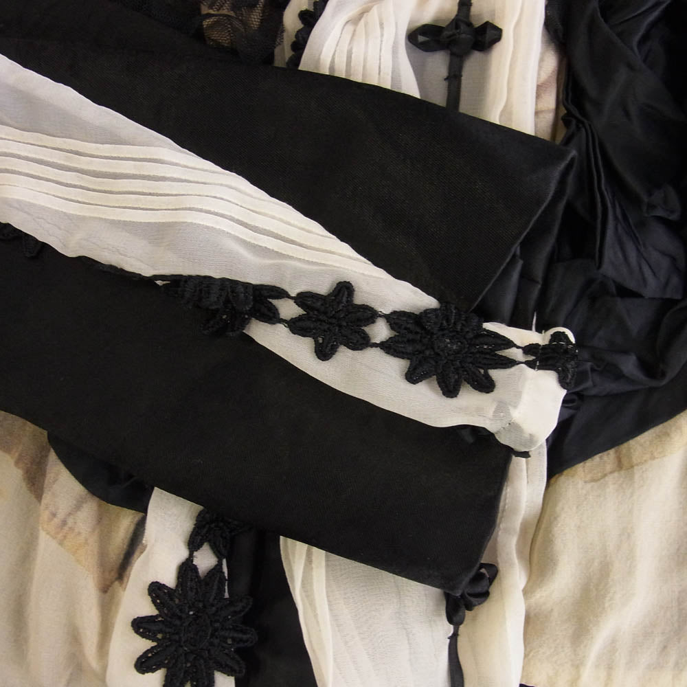 COMME des GARCONS コムデギャルソン 本ライン GP-J038 AD2005 丸襟 シアー切替 フリル ドッキング ジャケット ボレロ ブラック系 ブラウン系 M【中古】