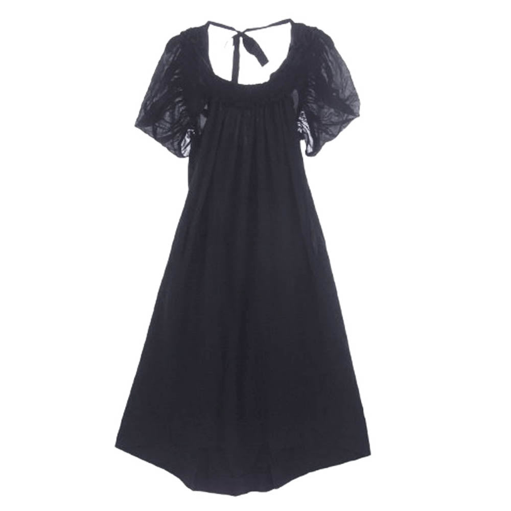 tao COMME des GARCONS タオ コムデギャルソン AD2010 3G-O021 シアー切替 パフスリーブ ロング ワンピース ブラック系【中古】