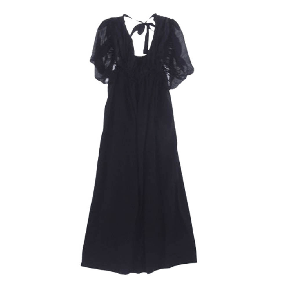 tao COMME des GARCONS タオ コムデギャルソン AD2010 3G-O021 シアー切替 パフスリーブ ロング ワンピース ブラック系【中古】