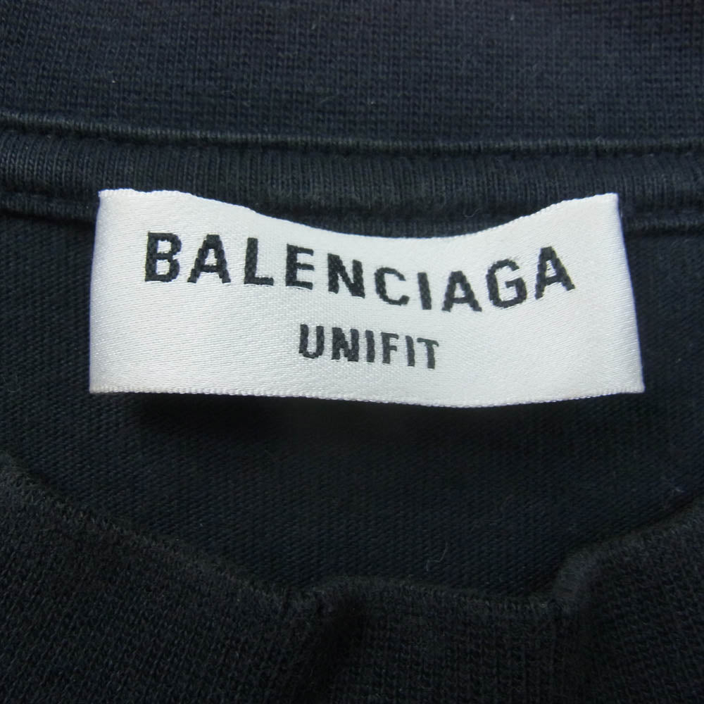 BALENCIAGA バレンシアガ 22ss 694576 TMV88 METAL LOGO CRASHED SS TEE クラッシュ加工 メタルロゴ ペンキ 半袖 Tシャツ ブラック系 2【中古】