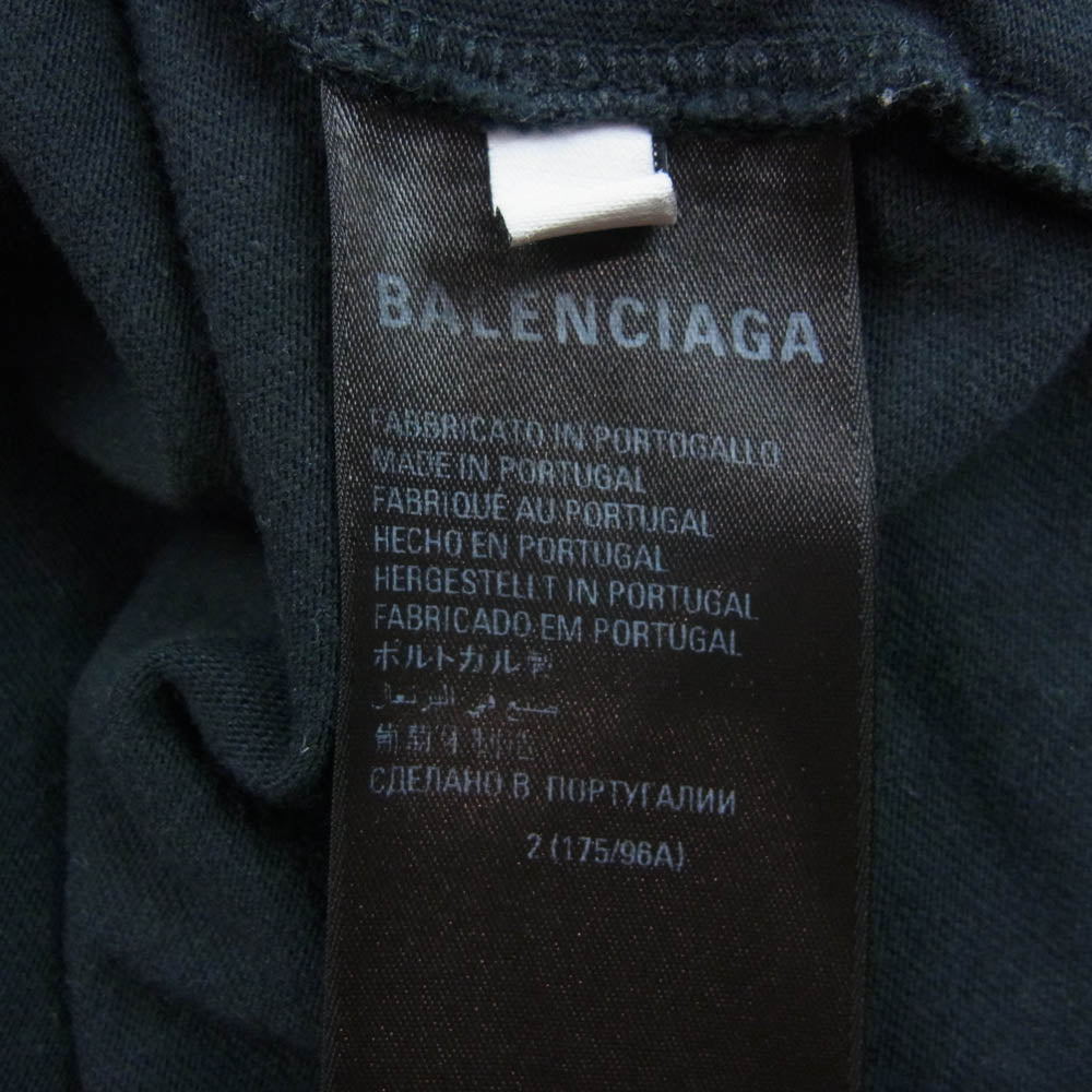 BALENCIAGA バレンシアガ 22ss 694576 TMV88 METAL LOGO CRASHED SS TEE クラッシュ加工 メタルロゴ ペンキ 半袖 Tシャツ ブラック系 2【中古】