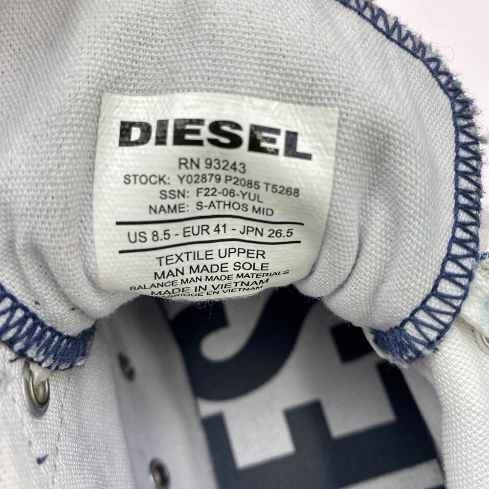 DIESEL ディーゼル F22-06-YUL S-ATHOS MID ハイカット スニーカー インディゴブルー系 26.5cm【中古】