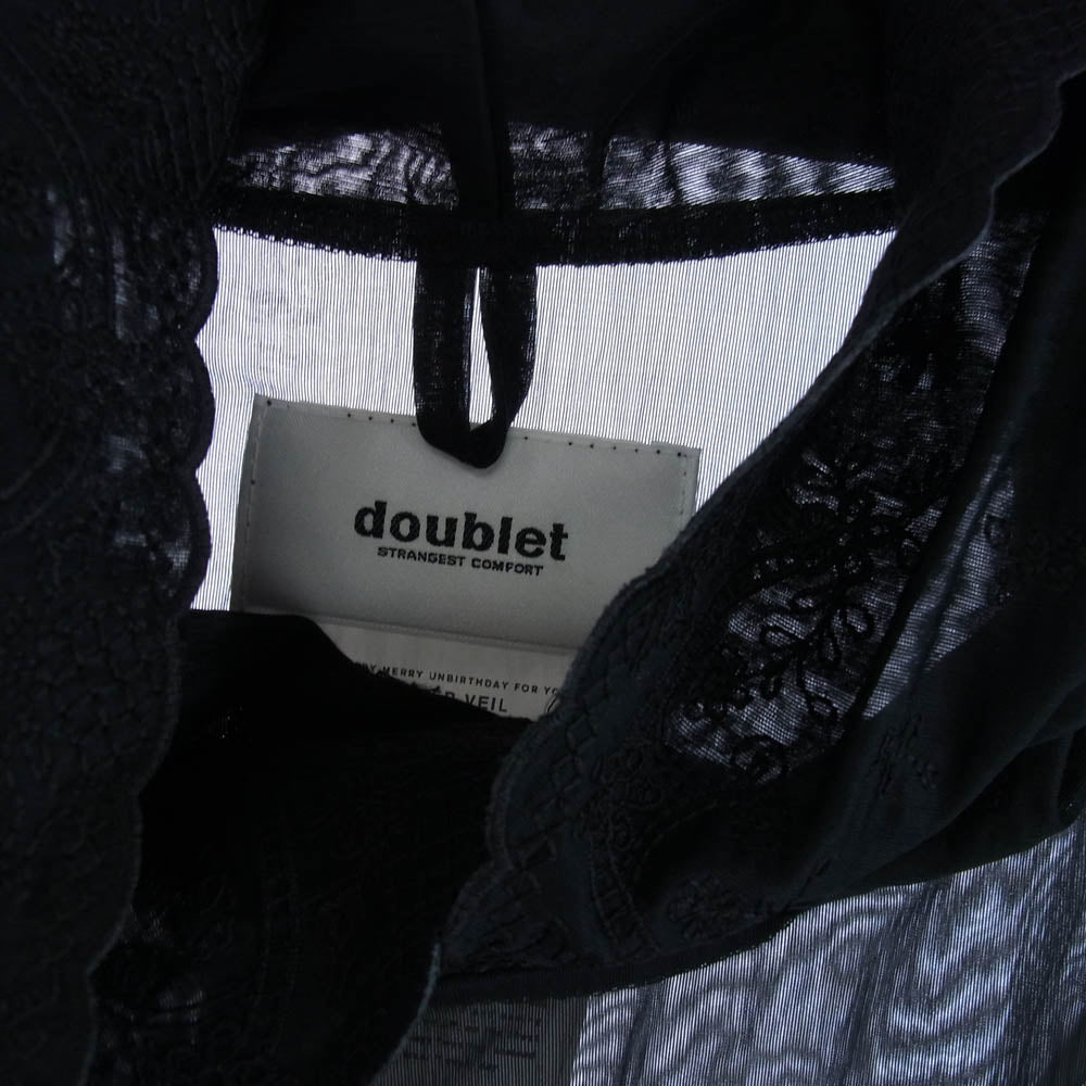 doublet ダブレット 21SS 21SS29CS182 SHEER VEIL HOODIE シースルーベール フーディー パーカー ブラック系 M【中古】