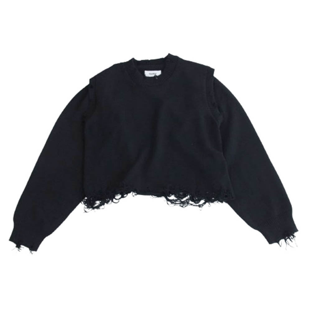 doublet ダブレット 24SS 24SS44KN147 2WAY SLEEVE SWEATER 2WAYスリーブ セーター ダメージ加工 ニット ブラック系 S【中古】