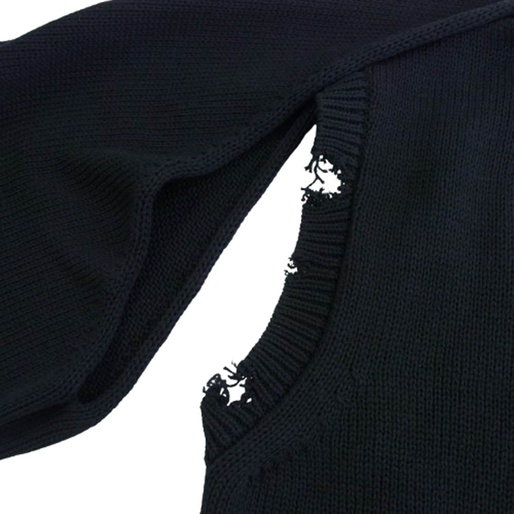 doublet ダブレット 24SS 24SS44KN147 2WAY SLEEVE SWEATER 2WAYスリーブ セーター ダメージ加工 ニット ブラック系 S【中古】