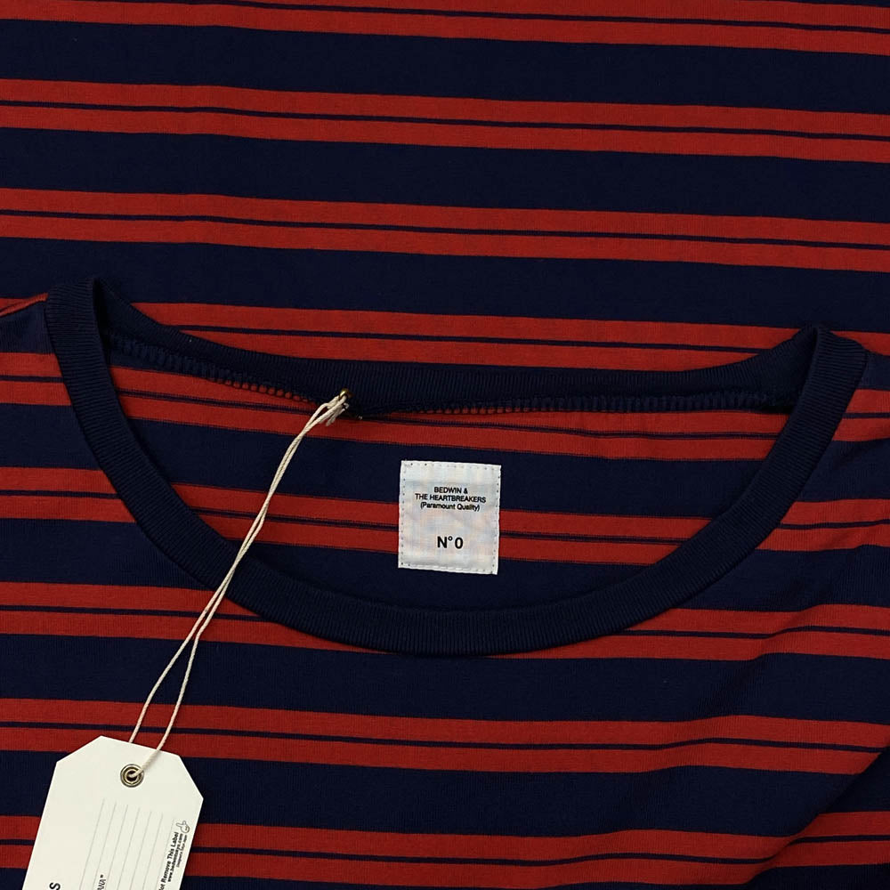 BEDWIN & THE HEARTBREAKERS ベドウィンアンドザハートブレイカーズ 17SL8010 DIANA S/S BORDER DRESS ダイアナ 半袖 ボーダー カットソー ワンピ－ス レッド系 ネイビー系【美品】【中古】