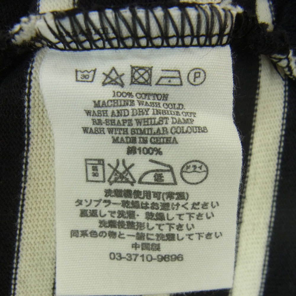 YMC ワイエムシー ボーダー バックジップ カットソー ワンピース コットン 中国製 ブラック系 クリーム色系 8【美品】【中古】
